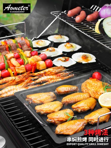 庭院烧烤炉户外美式木炭家用烧烤架大号酒店别墅商用烧烤炉烟熏炉 - 图2