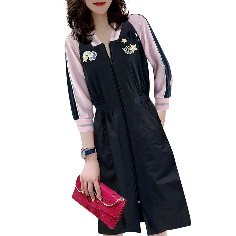 休闲减龄收腰七分袖黑色2020连衣裙 蜜恒连衣裙