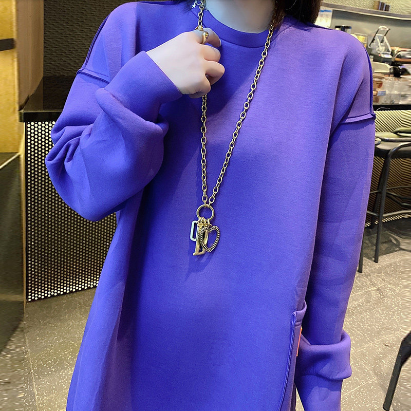 简约百搭纯色宽松净版连衣裙卫衣裙 蜜恒连衣裙