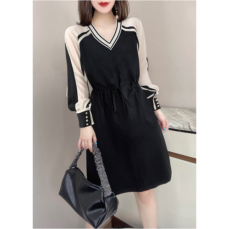 赫本风v领设计感收腰小众连衣裙 蜜恒连衣裙