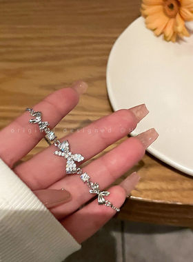 2023年新款锆石蝴蝶结抽拉可调节手链女百搭轻奢高级感闺蜜手饰