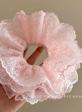 韩国白色蕾丝发圈头花早春新款气质大肠圈女甜美法式丸子头发