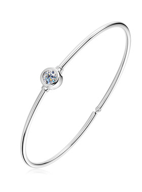 S925纯银莫桑钻单钻手镯女时尚简约通勤气质手环饰品