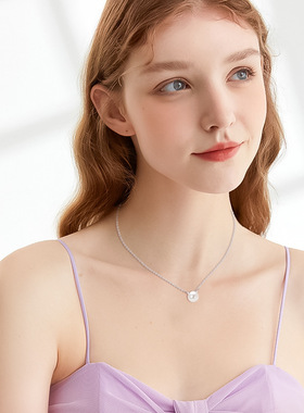 小猫咪天然淡水珍珠项链日韩时尚简约s925纯银