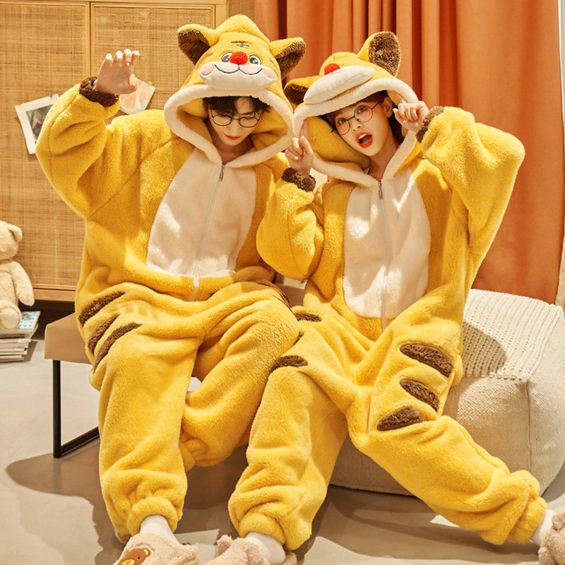 情侣连体秋冬季款加绒一体男士睡衣 芸茹媗睡衣/家居服套装