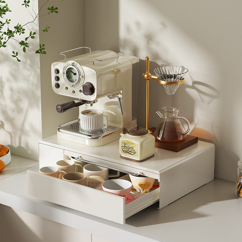 台面咖啡机置物架马克杯水杯抽屉式收纳架茶包咖啡胶囊防尘收纳盒,淘宝优惠券,粉丝福利购,淘宝优惠卷