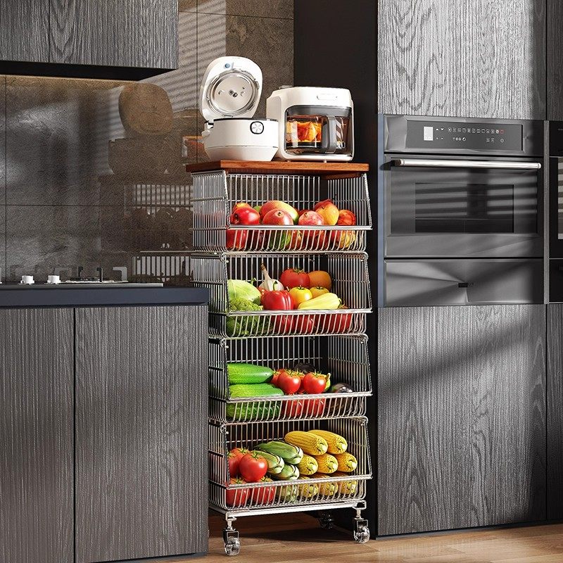 厨房落地多层菜篮子置物架家用放水果蔬菜零食架子多功能收纳推车,淘宝优惠券,粉丝福利购,淘宝优惠卷