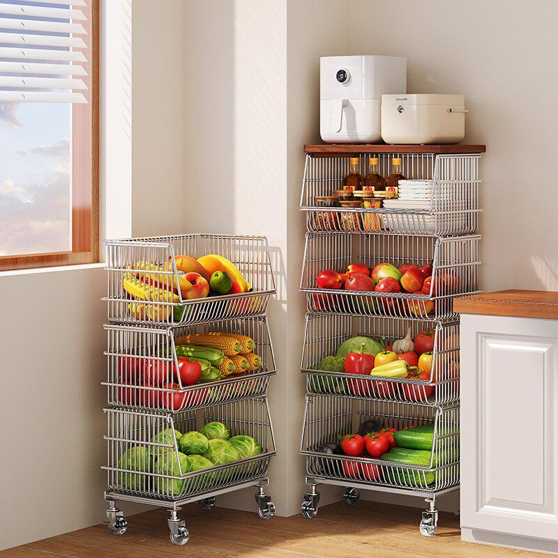 厨房落地多层菜篮子置物架家用放水果蔬菜零食架子多功能收纳推车,淘宝优惠券,粉丝福利购,淘宝优惠卷