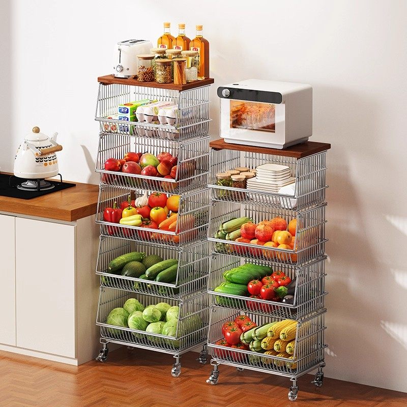 厨房落地多层菜篮子置物架家用放水果蔬菜零食架子多功能收纳推车,淘宝优惠券,粉丝福利购,淘宝优惠卷