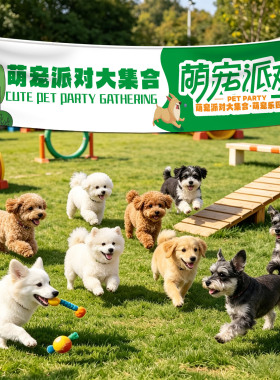 萌宠露营氛围条幅户外活动装饰