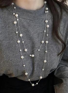 满天星叠戴珍珠项链女2025新款