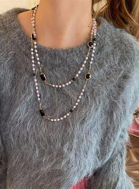 韩系温柔长款珍珠项链