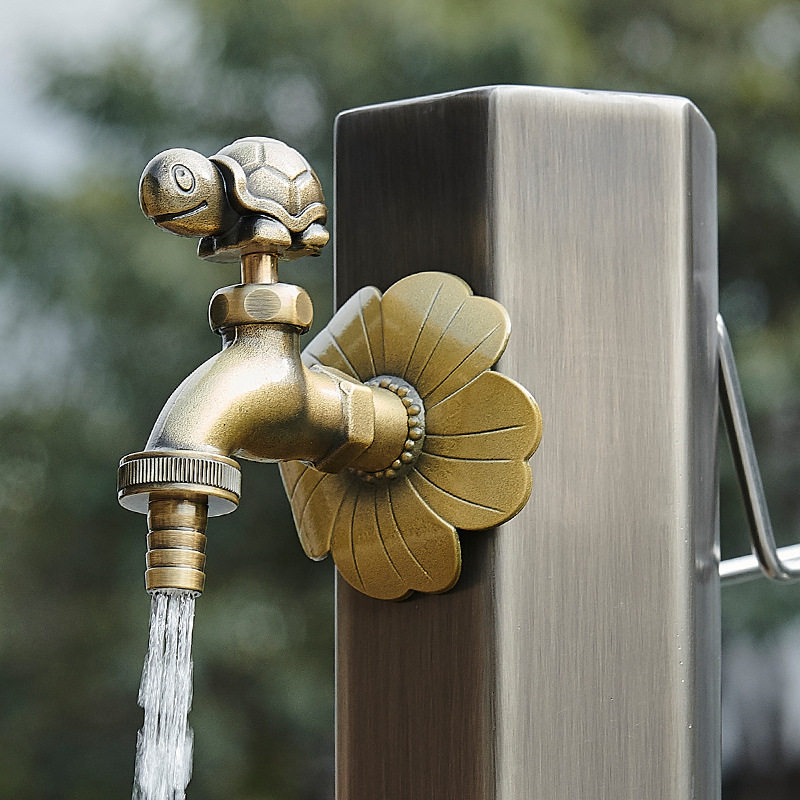 小众全铜室外仿古带锁水龙头庭院花园防冻裂浇花出水龙头增压