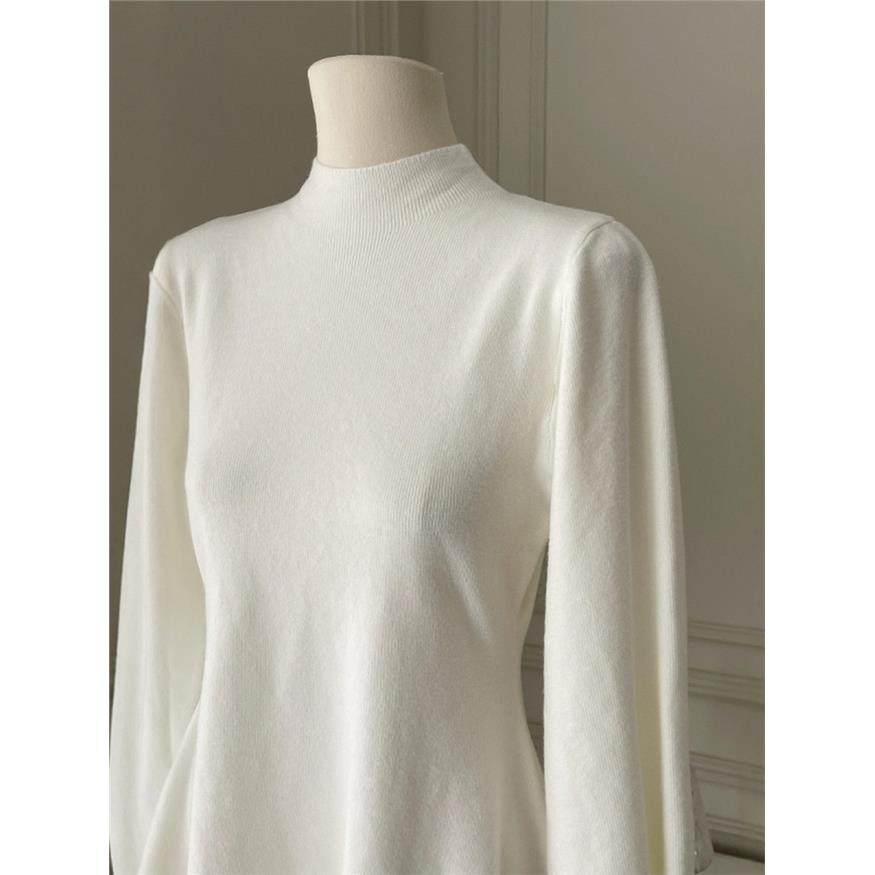 大码女装白色半高领内搭灯笼袖针织衫毛衣秋季胖mm掐腰打底衫上衣,淘宝优惠券,粉丝福利购,淘宝优惠卷