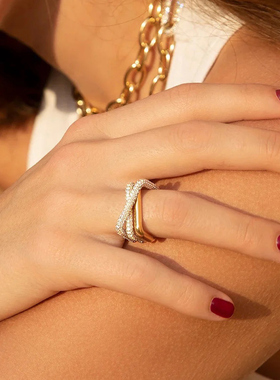 APM Monaco交叠式戒指女款轻奢小众设计感高级时尚百搭指环食指戒