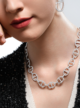 APM Monaco猪鼻子满镶链环项链送女友生日礼物简约轻奢配饰