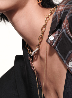 apm monaco密镶链环可调节轻奢时尚配饰百搭个性合金项链女款金色