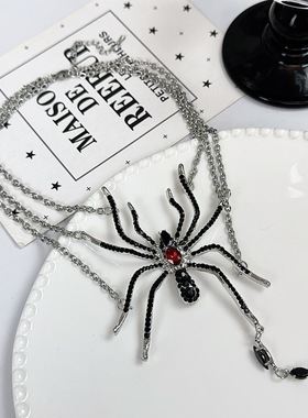 暗黑朋克风蜘蛛流苏吊坠项链