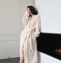 Lovers pyjamas womens autumn winter coral suede thickened warm long style sexy net red wind plush men sleeping robes bathrobe