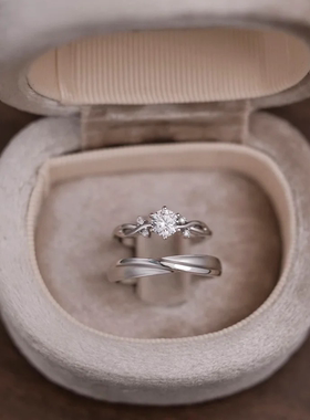 OBD培育钻石女戒S925银情侣对戒