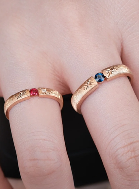 OBD925银培育钻石红蓝女情侣钻戒