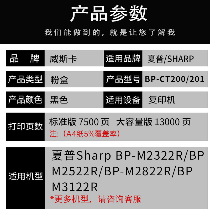 进口粉【顺丰】适用夏普BP-M2522R粉盒 M2522X M2322R M2822R M3122R墨盒SHARP BP-CT200 CT201碳粉盒 硒鼓 - 图0