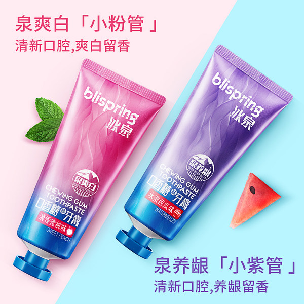 冰泉口香糖牙膏*2支装口气清新家庭套装家庭实惠装减轻牙渍 - 图0