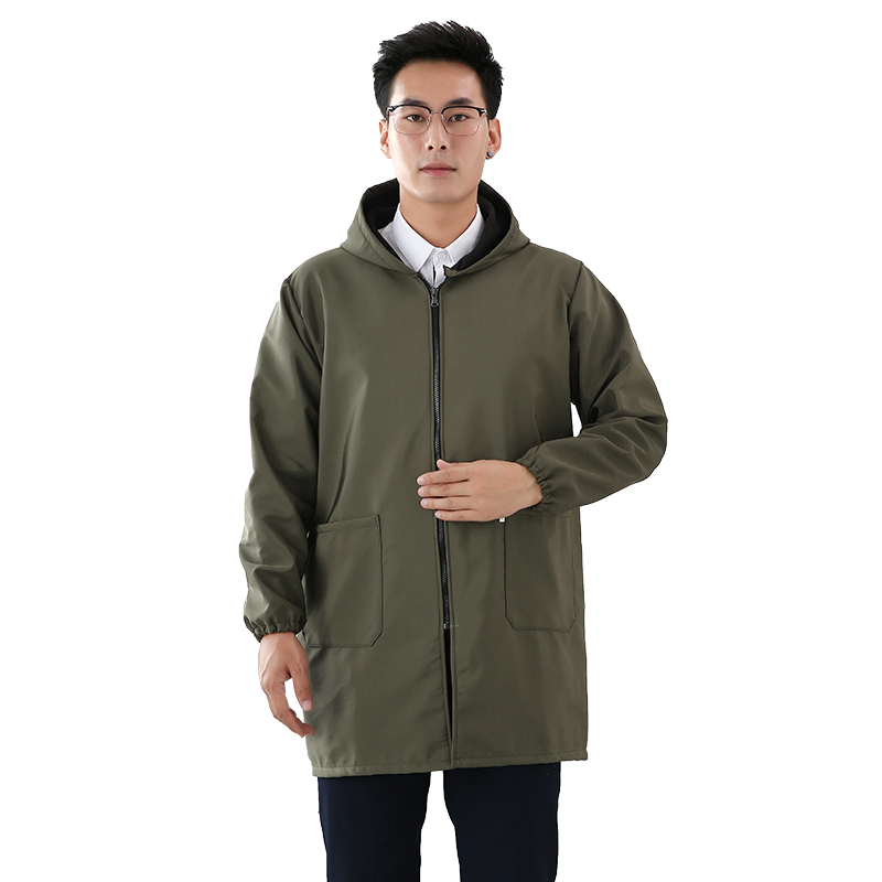 防水罩衣大人加绒加厚家用厨房成人工作服男款长袖围裙防油秋冬季 - 图3