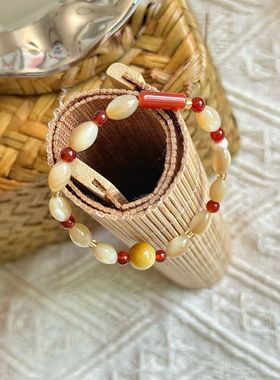 原创新中式玛瑙贝壳手串女小众高级感精致手链新款国风礼物