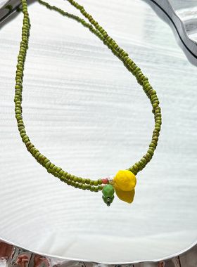 捷克琉璃黄色小柠檬小众设计感清新“ 盛夏的果实”系列 vintage