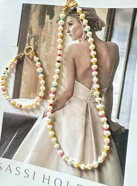 天然淡水珍珠巴洛克项链糖果色彩清新简约串珠锁骨链