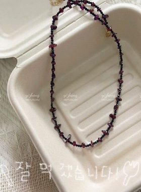 天然红色石榴石毛衣链项链配饰女高端轻奢小众高级感复古叠戴颈链