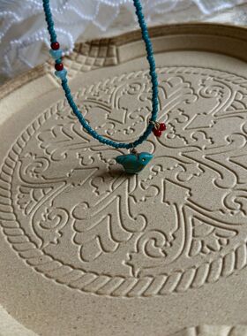 “小鸟樱桃 ”文艺复古琉璃串珠小众锁骨项链礼物