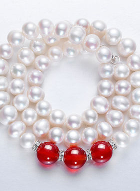 纯天然珍珠项链圆珠女时尚送妈妈