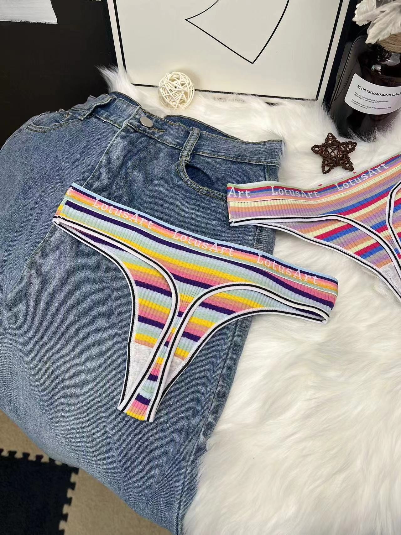 欧美性感条纹内裤女纯棉透气运动健身瑜伽无痕t裤女士丁字裤女内,淘宝优惠券,粉丝福利购,淘宝优惠卷