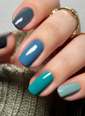 ESSIE743免烤显白孔雀绿指甲油