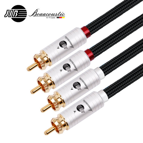 JIB德国蟒蛇hifi发烧级4N无氧铜二对二双莲花头2RCA音频信号线CD机声卡解码器接功放胆机有源音箱屏蔽线BB105 - 图0