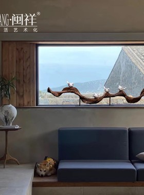 喜上枝头新中式禅意树脂摆件