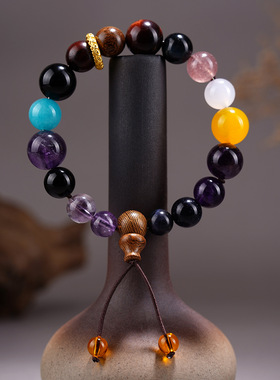 天然水晶玛瑙玉髓十八子手链紫水