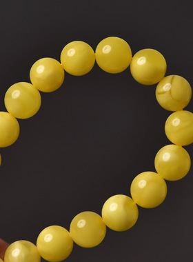 天然蜜蜡手串女白花蜜单珠鸡油黄