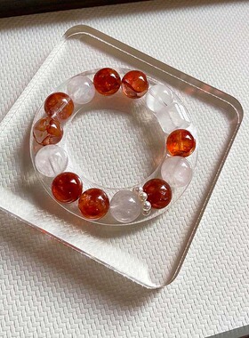 「熔炽流虹」天然红胶花白幽灵彩