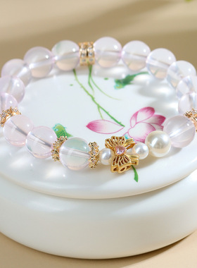 天然星光粉水晶时尚原创手链小众