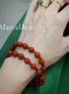 天然南红手串满肉满色红色玛瑙手