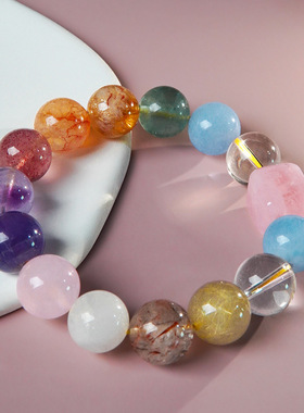 天然多宝马卡龙12mm圆珠单圈手链