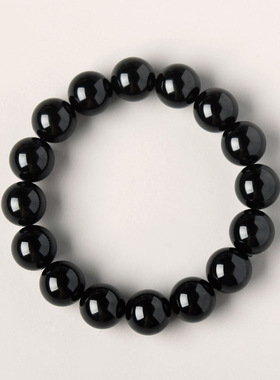 雏灵天然黑曜石手串高货乌金黑曜