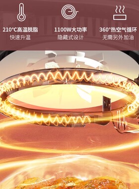 利仁可视玻璃空气炸锅5L免翻面
