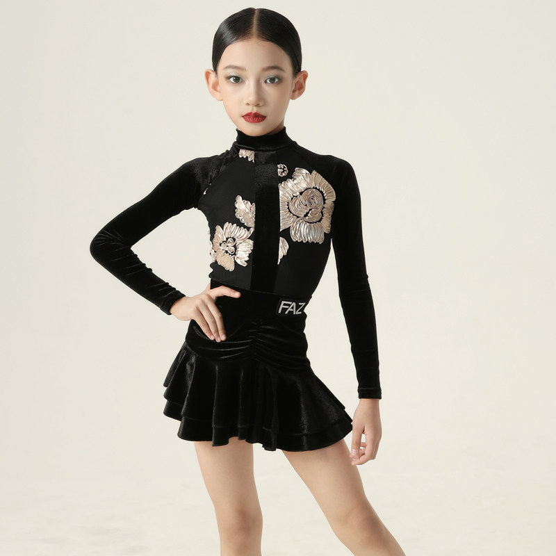 FAZ少儿春秋舞蹈练功服儿童网红拉丁舞蹈服女童网红练习表演服装