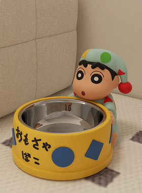 蜡笔小新猫狗猫碗架子猫食盆陶瓷斜口碗增高架大口径幼猫咪喝水