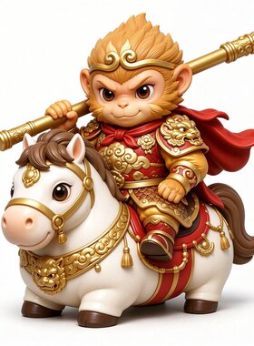 国潮西游记齐天大圣摆件可爱悟空骑白马桌面玄关酒柜创意家居摆设