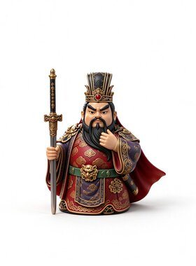 新中式Q版三国刘备人物古风武将桌面摆件玄关办公桌电视柜摆设